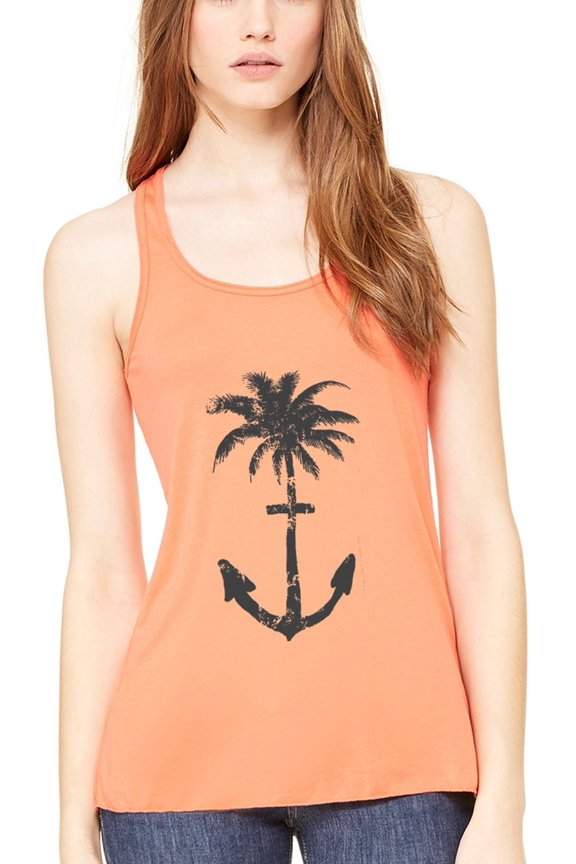 Women's Anchor Palm Flowy Racerback Tank Top