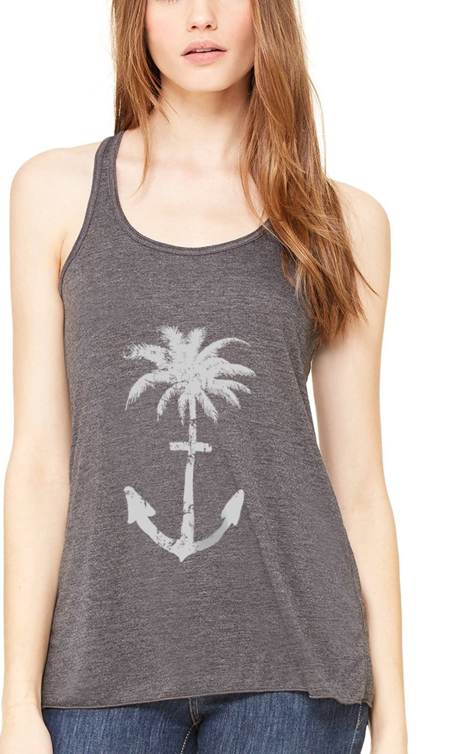 Women's Anchor Palm Flowy Racerback Tank Top