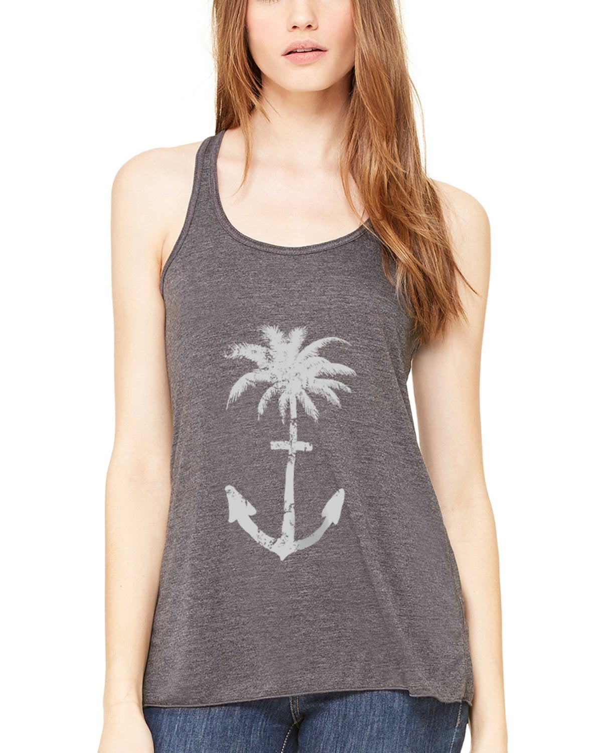 Women's Anchor Palm Flowy Racerback Tank Top