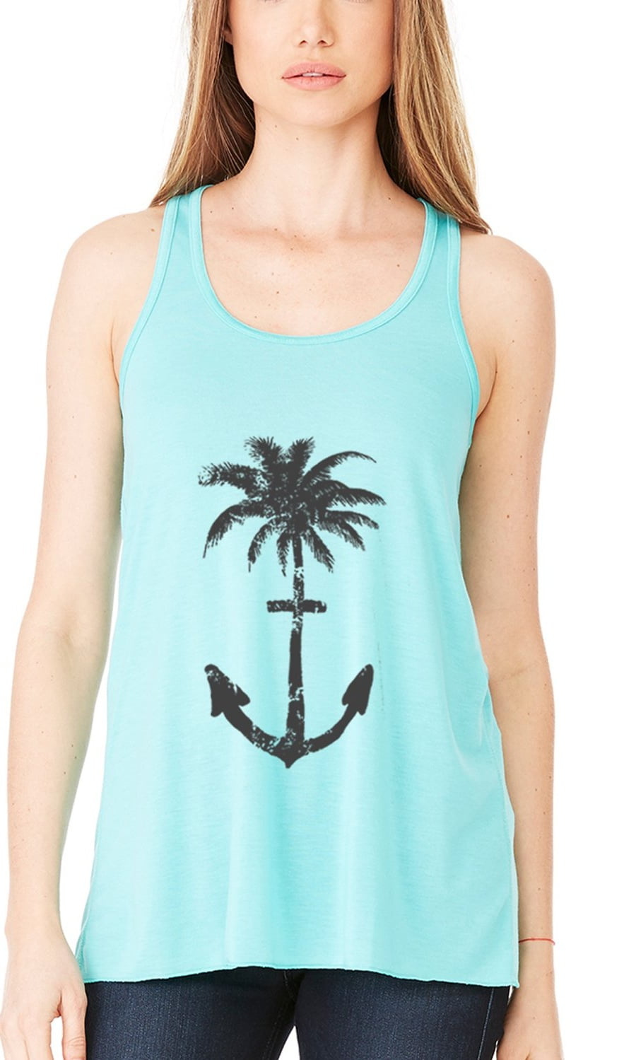 Women's Anchor Palm Flowy Racerback Tank Top