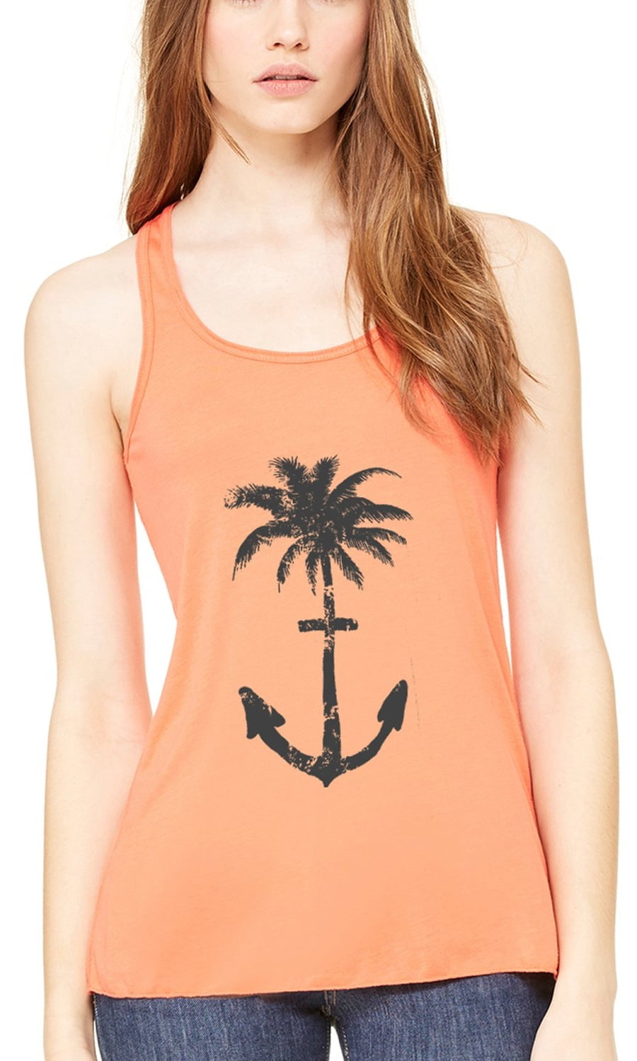 Women's Anchor Palm Flowy Racerback Tank Top