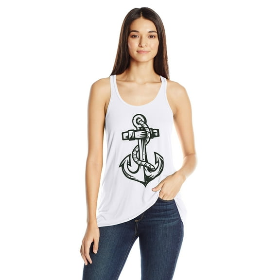 Women's Anchor Printed Flowy Racerback Tank Top