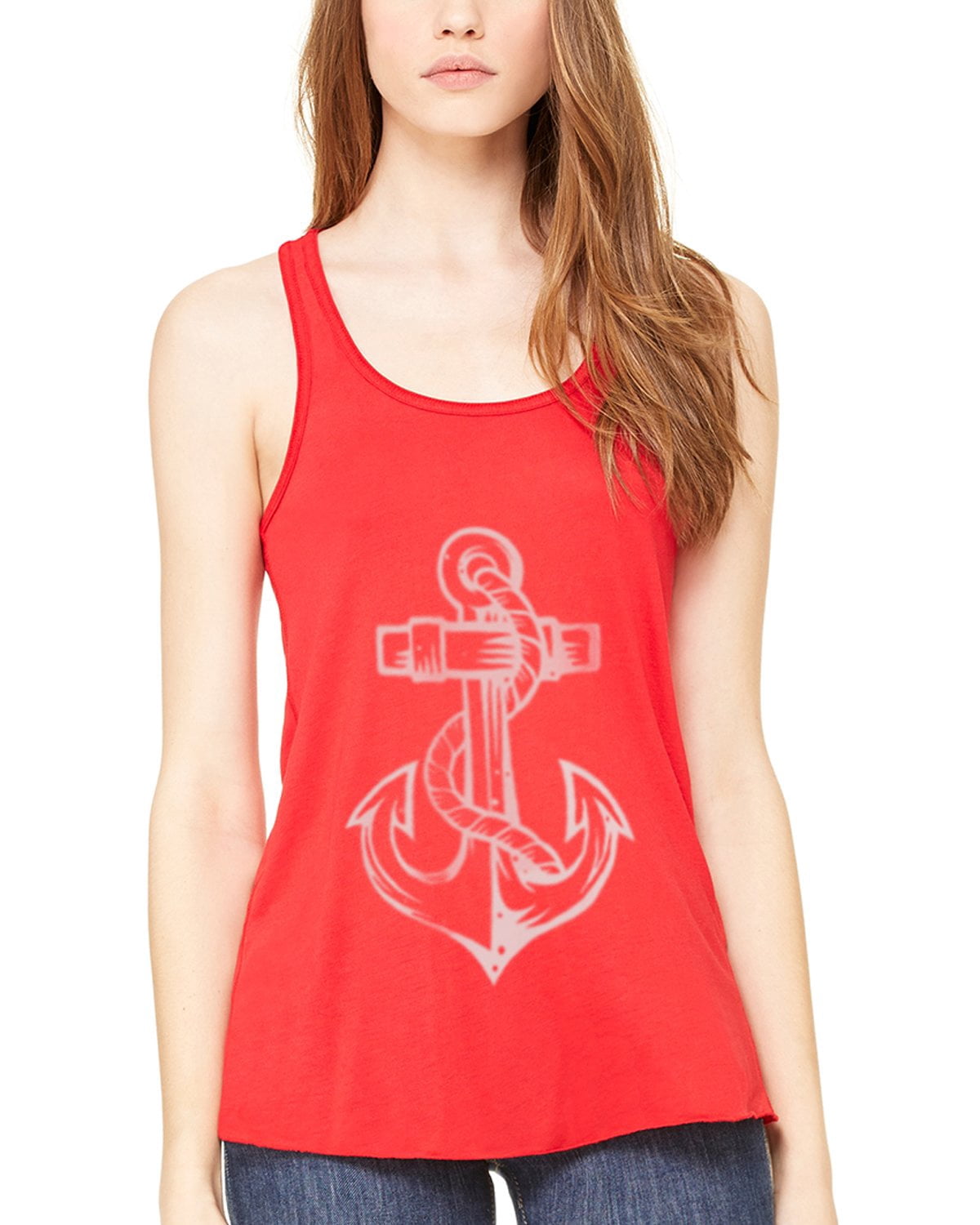 Women's Anchor Printed Flowy Racerback Tank Top