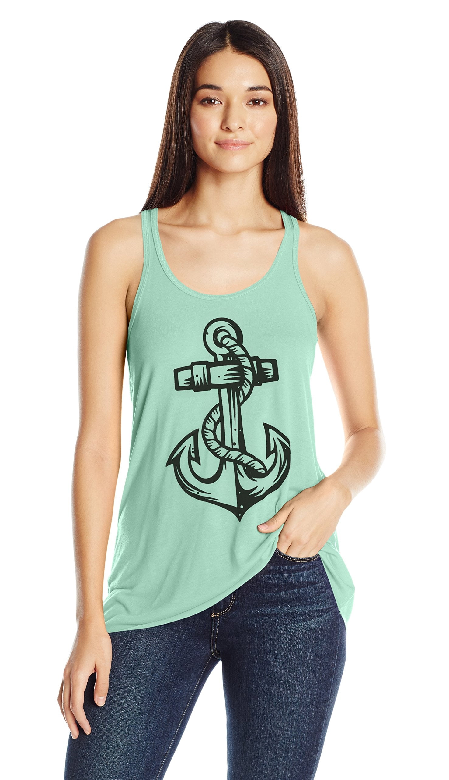 Women's Anchor Printed Flowy Racerback Tank Top