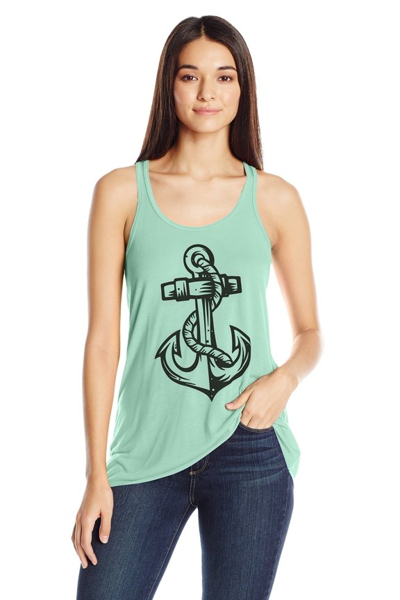 Women's Anchor Printed Flowy Racerback Tank Top