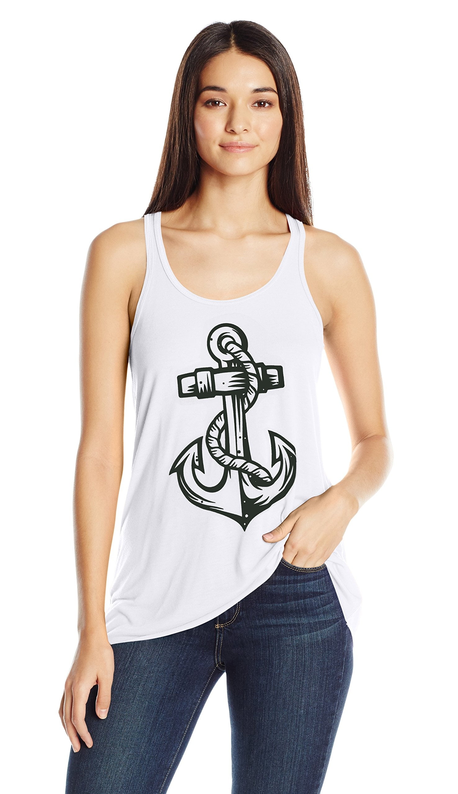 Women's Anchor Printed Flowy Racerback Tank Top