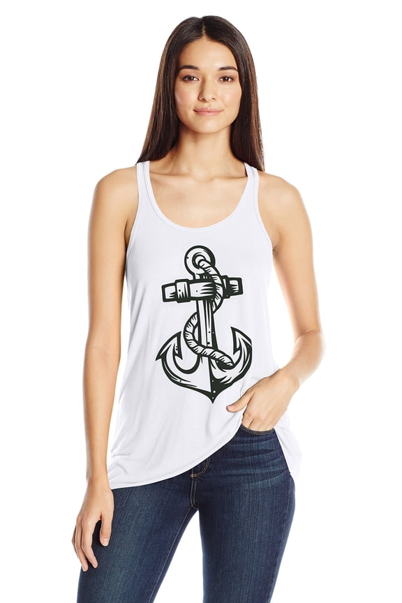 Women's Anchor Printed Flowy Racerback Tank Top