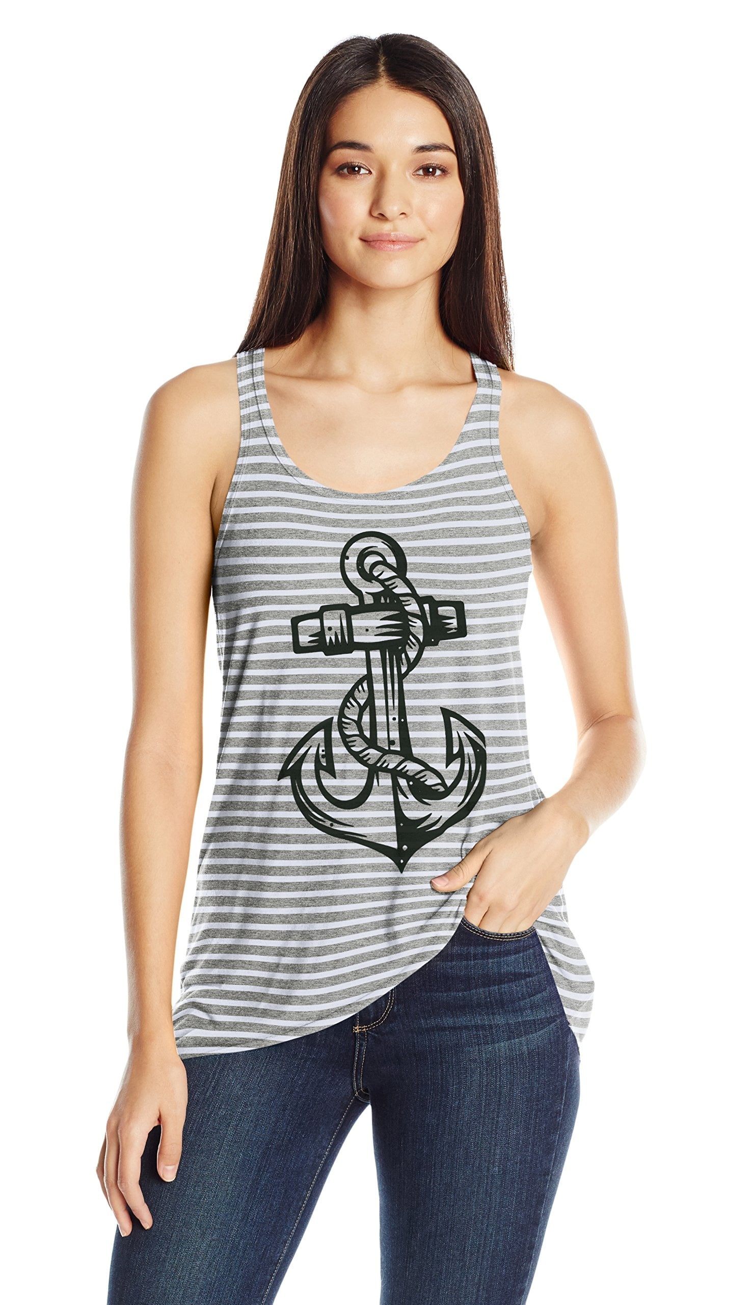 Women's Anchor Printed Flowy Racerback Tank Top