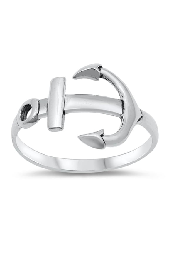 Women's Anchor Ring .925 Sterling Silver Band Jewelry Female Male Unisex Size 5