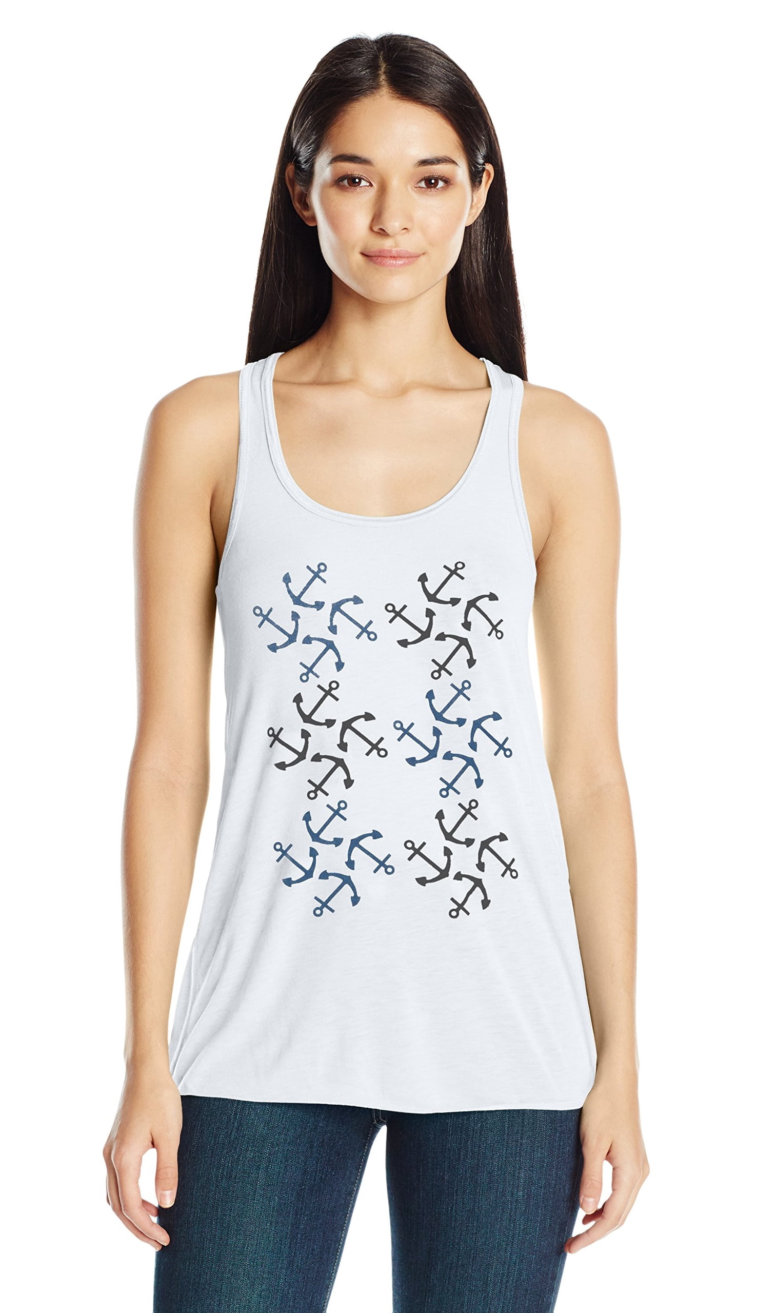 Women's Anchors Printed Flowy Racerback Tank Top