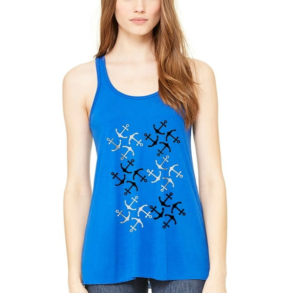 Women's Anchors Printed Flowy Racerback Tank Top