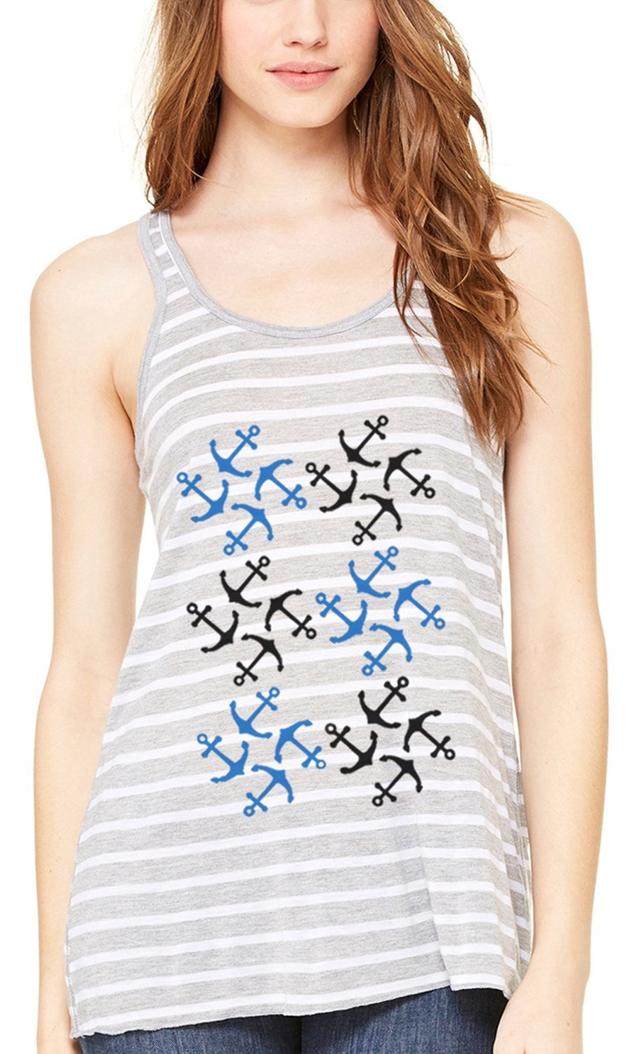 Women's Anchors Printed Flowy Racerback Tank Top