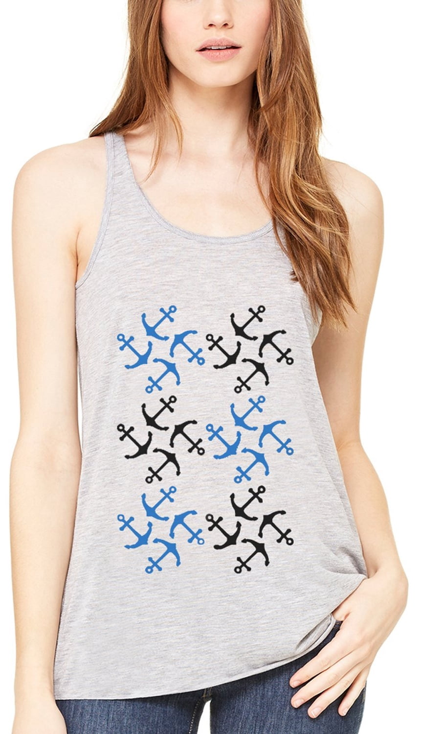 Women's Anchors Printed Flowy Racerback Tank Top