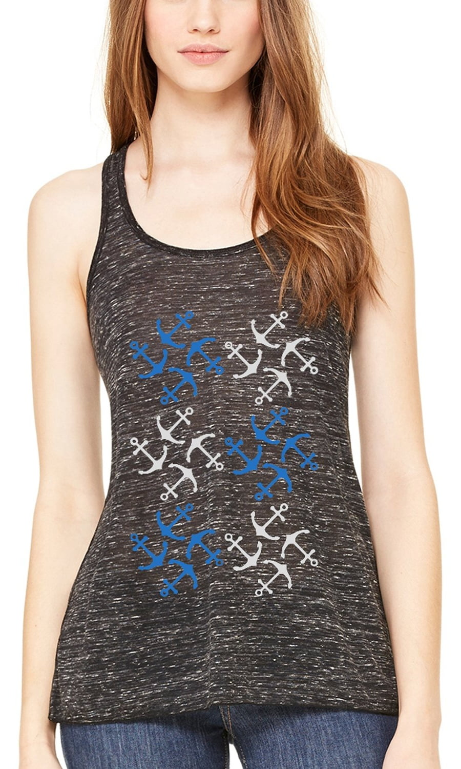 Women's Anchors Printed Flowy Racerback Tank Top