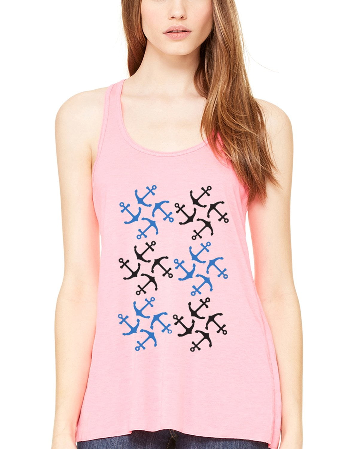 Women's Anchors Printed Flowy Racerback Tank Top