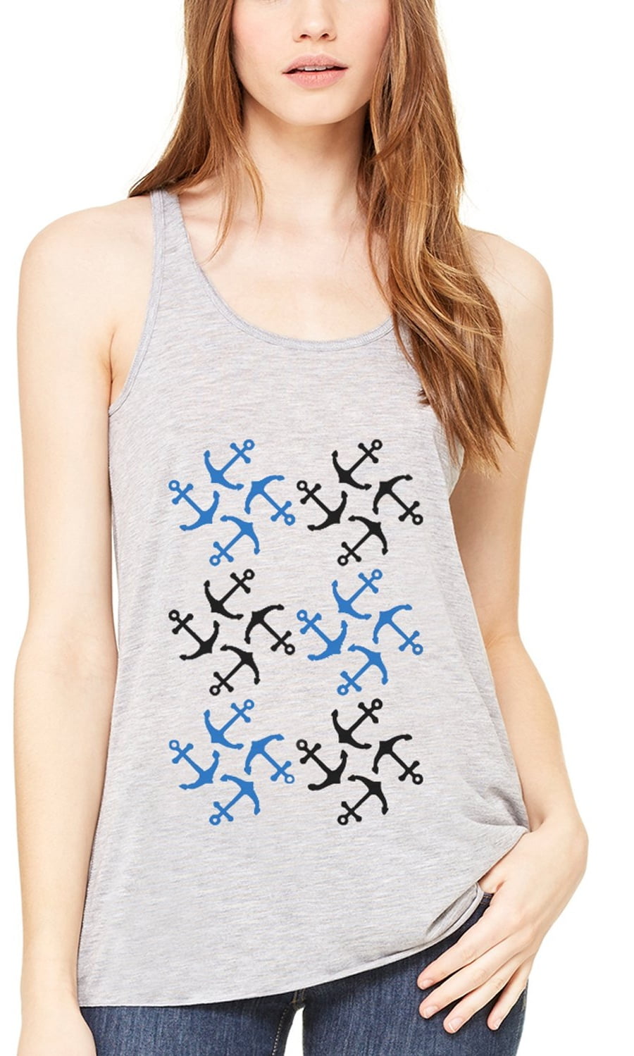 Women's Anchors Printed Flowy Racerback Tank Top