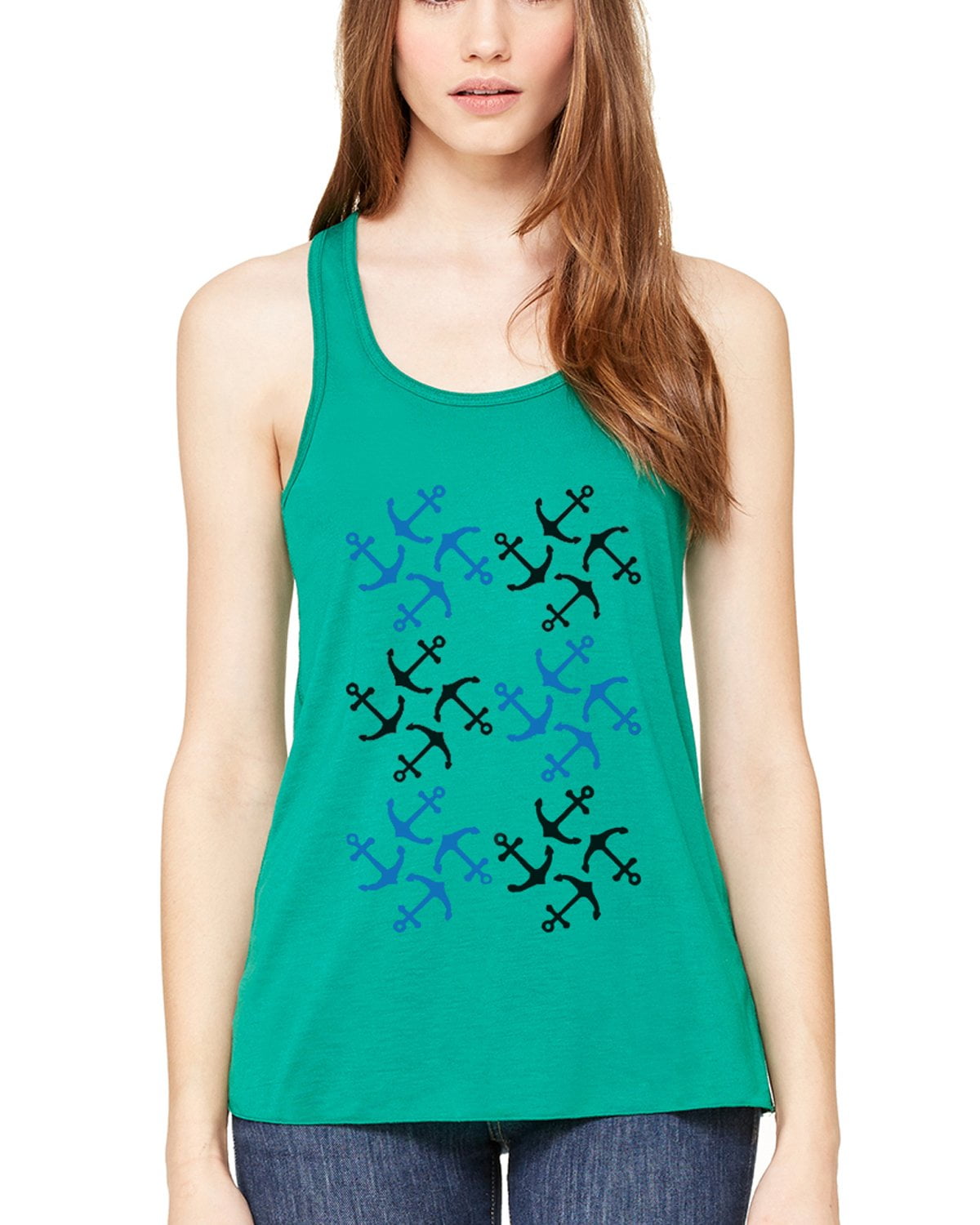 Women's Anchors Printed Flowy Racerback Tank Top