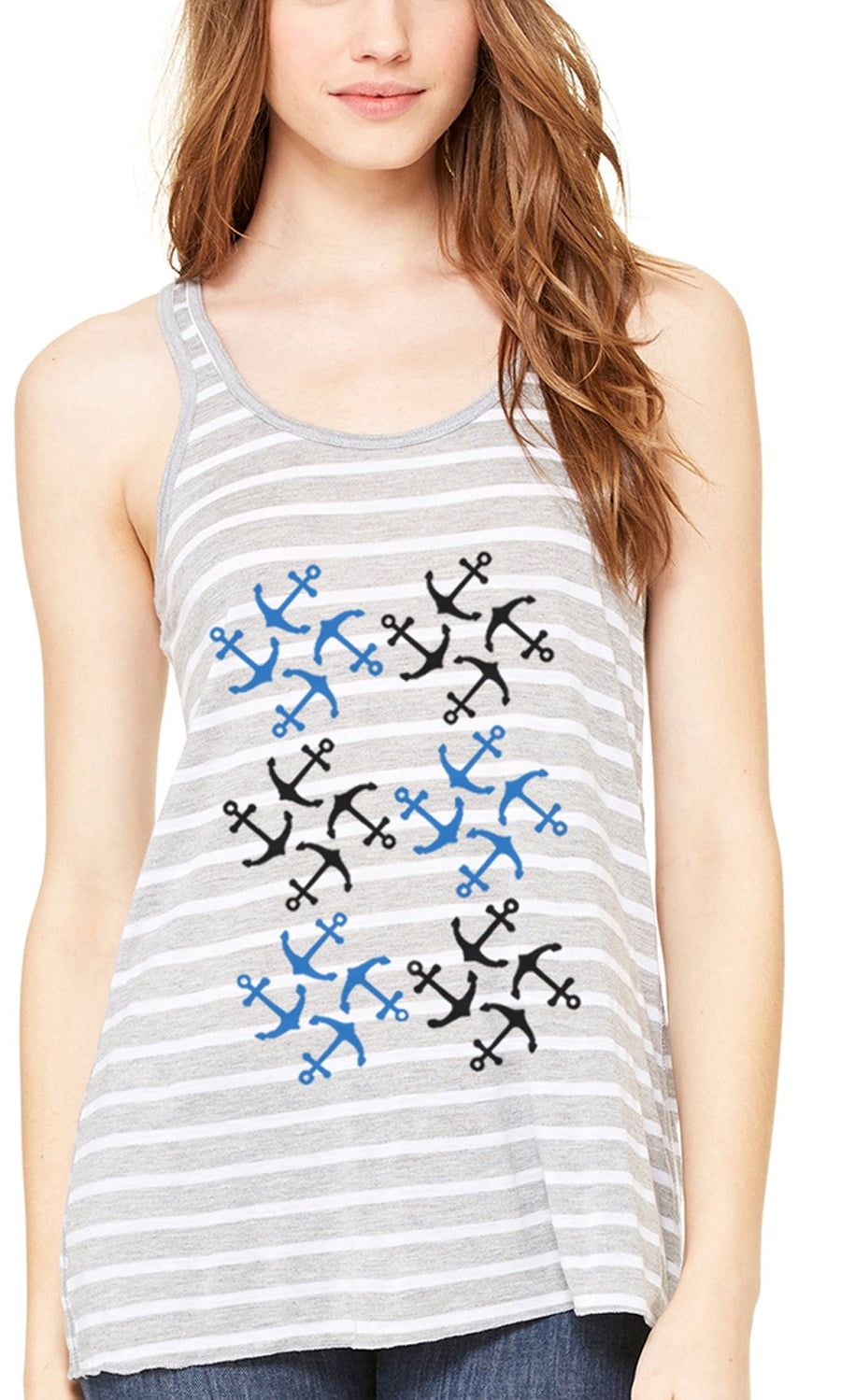 Women's Anchors Printed Flowy Racerback Tank Top