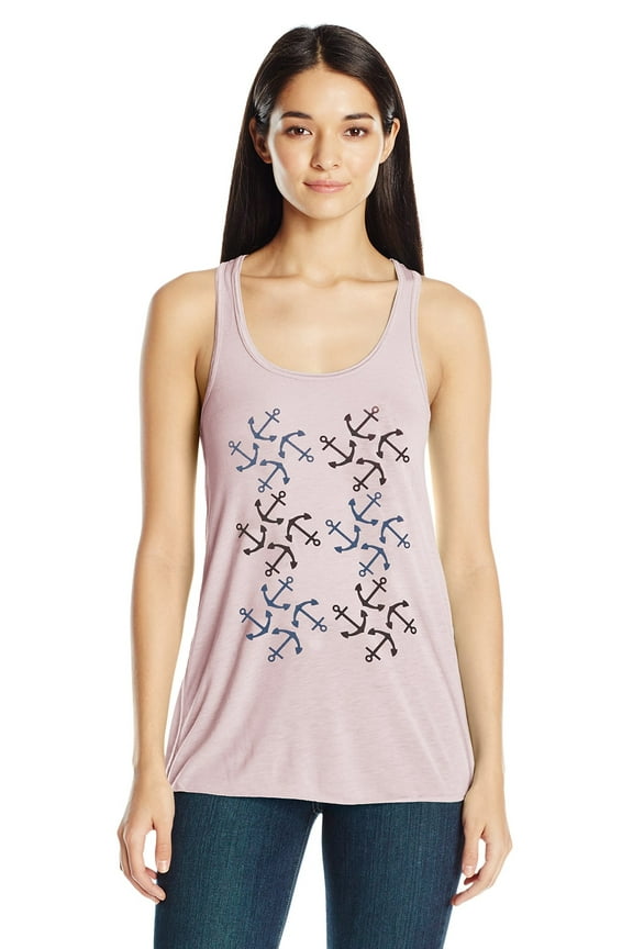 Women's Anchors Printed Flowy Racerback Tank Top