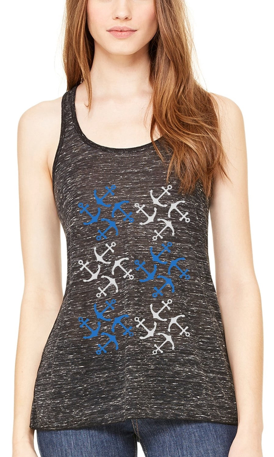 Women's Anchors Printed Flowy Racerback Tank Top