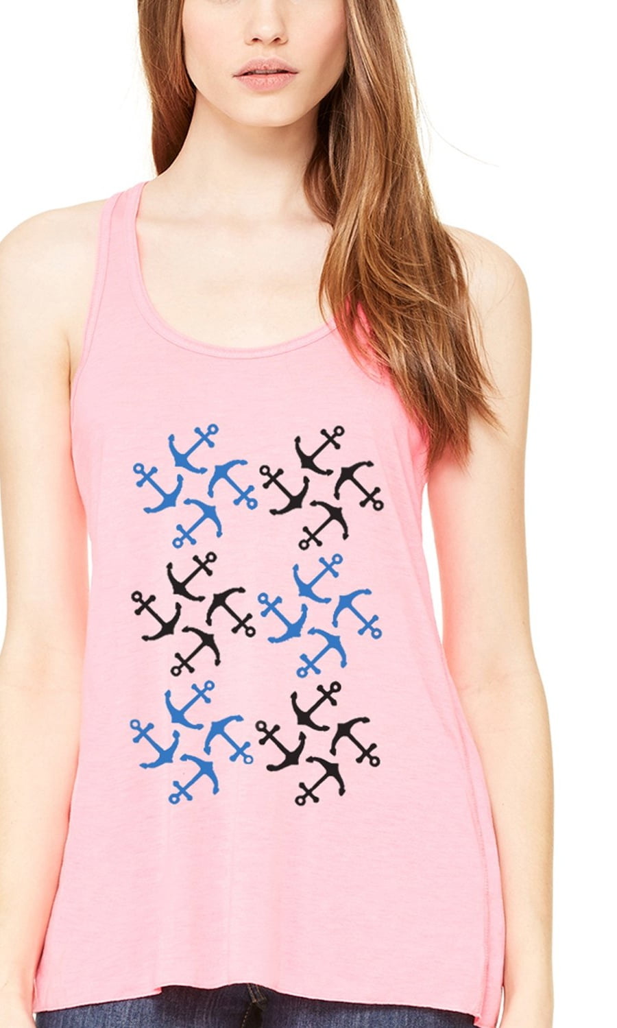 Women's Anchors Printed Flowy Racerback Tank Top