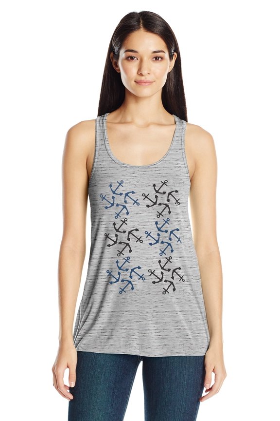 Women's Anchors Printed Flowy Racerback Tank Top