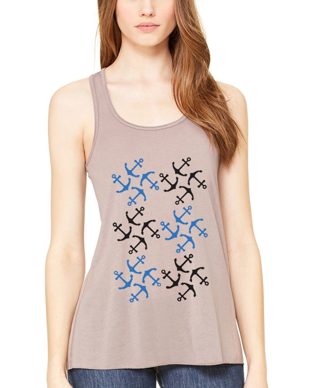 Women's Anchors Printed Flowy Racerback Tank Top