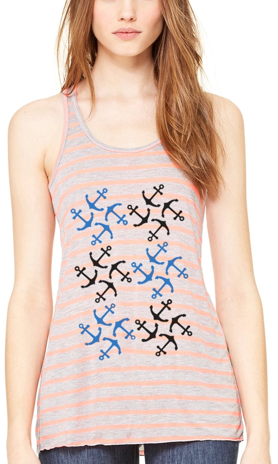 Women's Anchors Printed Flowy Racerback Tank Top