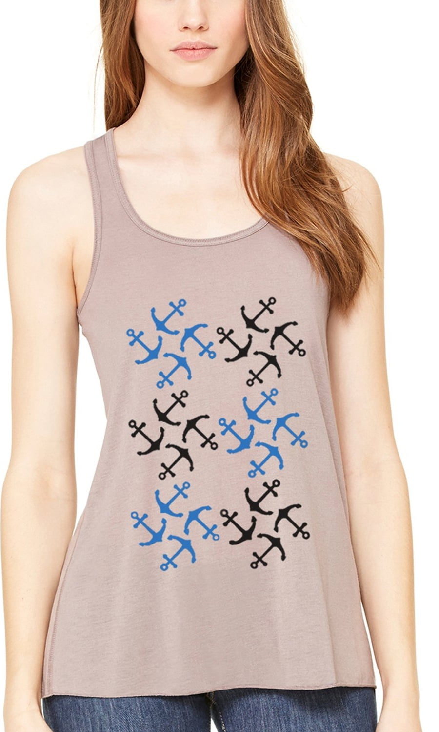 Women's Anchors Printed Flowy Racerback Tank Top