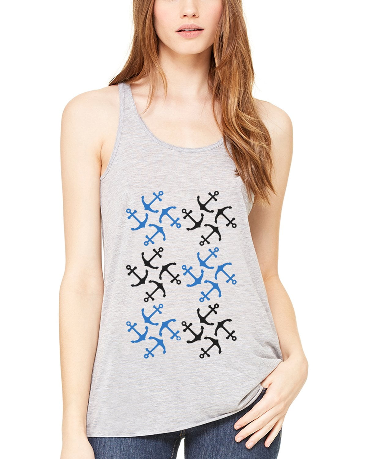 Women's Anchors Printed Flowy Racerback Tank Top