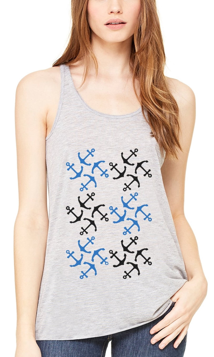 Women's Anchors Printed Flowy Racerback Tank Top