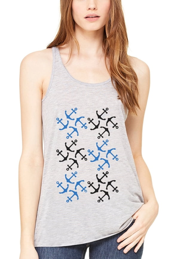 Women's Anchors Printed Flowy Racerback Tank Top