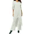thumbnail image 1 of Women's And Linen Fashion Casual Large Size Irregular Long Sleeved Wide Leg Pants Two Piece Suit, 1 of 2