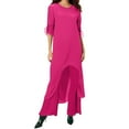 thumbnail image 1 of Women's And Linen Fashion Casual Large Size Irregular Long Sleeved Wide Leg Pants Two Piece Suit, 1 of 2