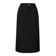 thumbnail image 1 of Women's And Linen Skirt Spring And Summer A Line Midi Skirt With Pockets, 1 of 1