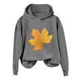 Women's And Winter Fashionable Thanksgiving Yellow Upward Large Maple Leaf Print Hooded ...