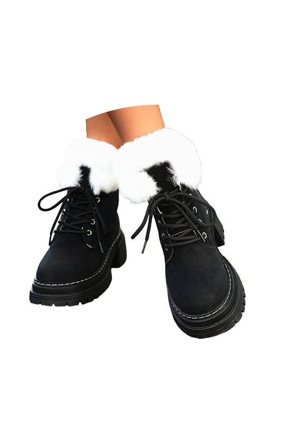 Women's And Winter Round Toe Thick Heel Plus Size Fashionable And Comfortable Warm Cotton Boots