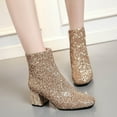 thumbnail image 1 of Women's And Winter Sequins Thick High Heels Zippered Short Boots Boots Bare Boots, 1 of 8
