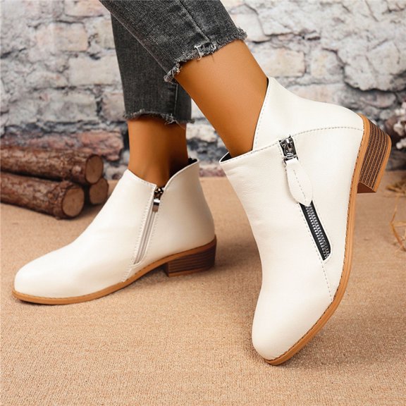 Women's And Winter Thick Heel Double Zipper Women's Ankle Boots Short Boots