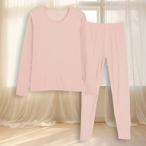 Women's And Winter Velvet Warm Pajamas Set Solid Color Velvet Thickened Two Piece Long Sleeve Trousers