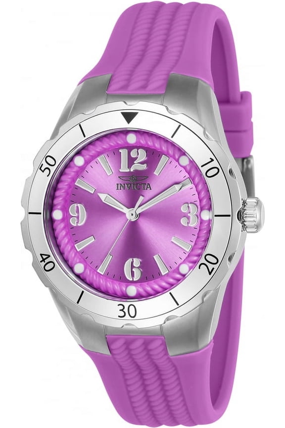 Women's Angel Purple Polyurethane Band Steel Case Flame-Fusion Crystal Quartz Analog Watch 24123