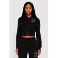thumbnail image 1 of Women's Angel Rhinestone Zip Front Cropped Hoodie, 1 of 5