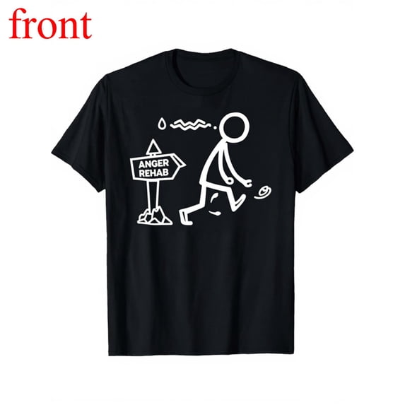 Women's Anger Rehab Graphic Cotton T Shirt Casual Comfortable Short Sleeve Round Neck Top Black S-5XL