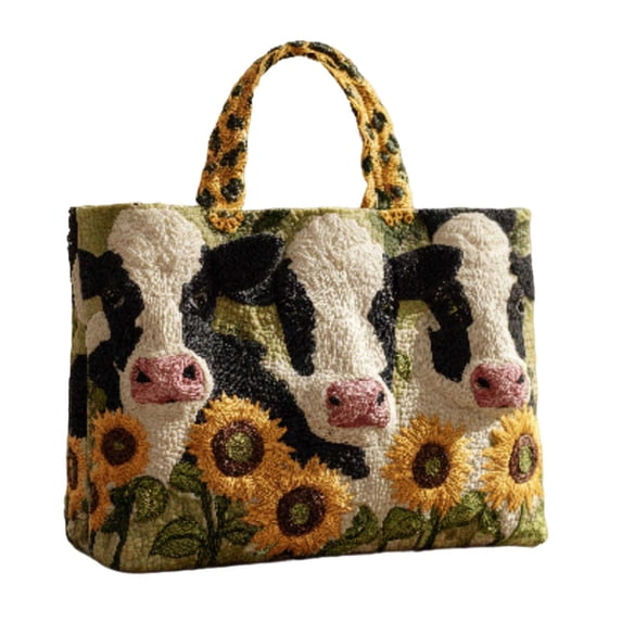 Women's Animal Floral Quilted Canvas Tote Bag Multi Size Large Capacity Reusable Shoulder Handbag For Work Shopping Travel