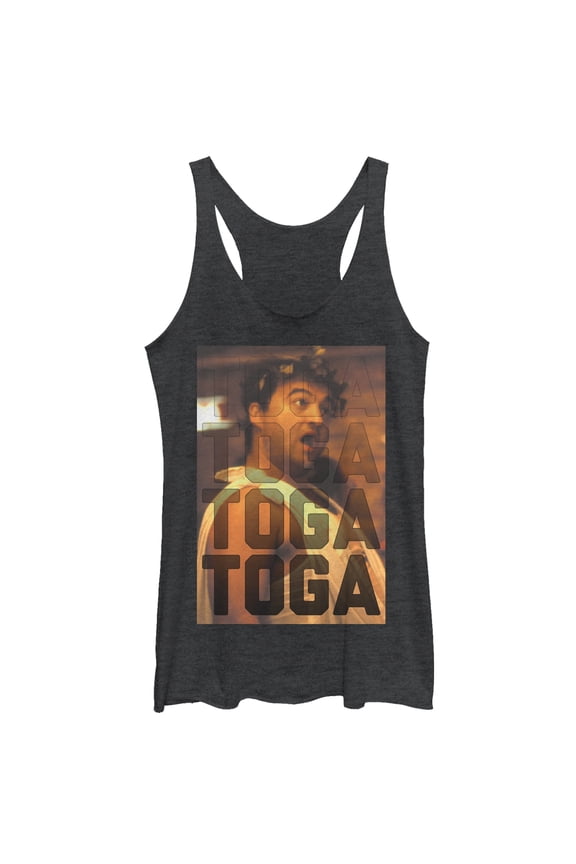 Women's Animal House Bluto Toga Racerback Tank Top Black Heather Large