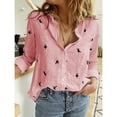 thumbnail image 1 of Women's Animal Print Casual Loose Shirts Long-Sleeved Linen Stand Collar Blouses, 1 of 1