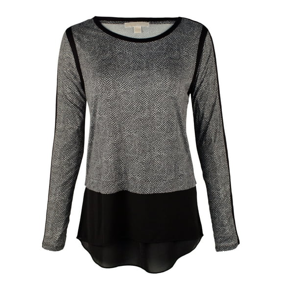 Women's Animal Print Hi-Low Woven Hem Top-B-XS