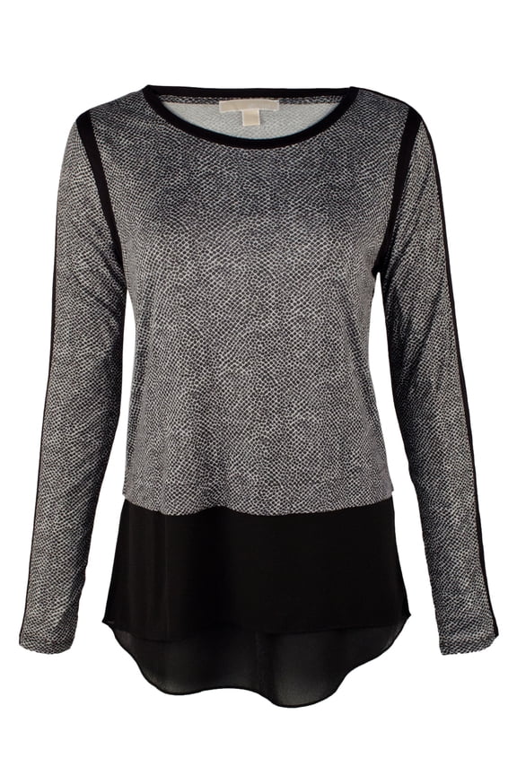 Women's Animal Print Hi-Low Woven Hem Top-B-XS