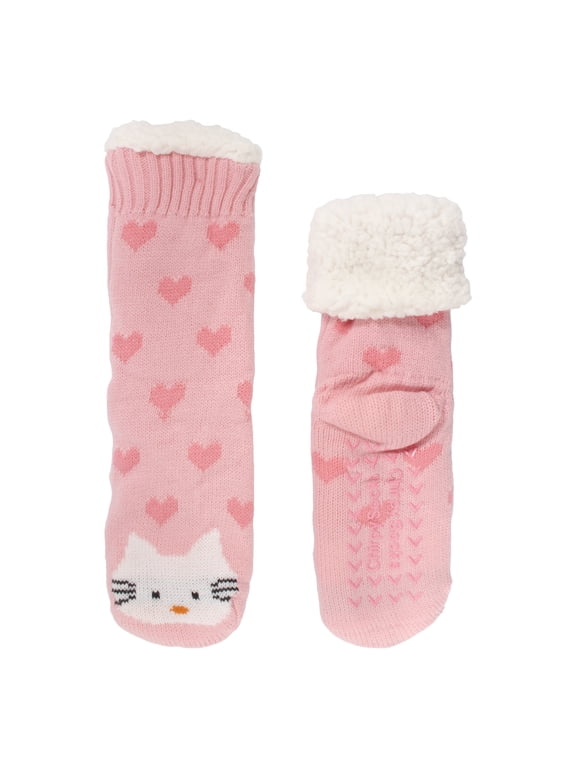 Women's Animal Thermal Crew Socks, White Kitty, 1 Pair, Size Small/Medium