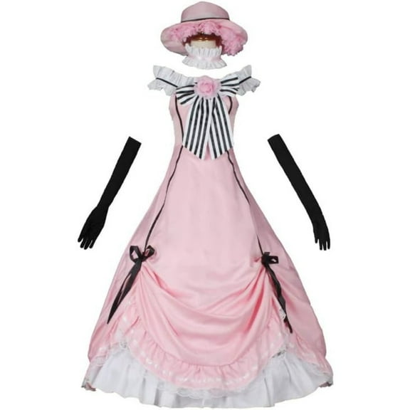 Women's Anime Ciel Phantomhive Pink Dress Elegance Lolita Dress Set Outfits